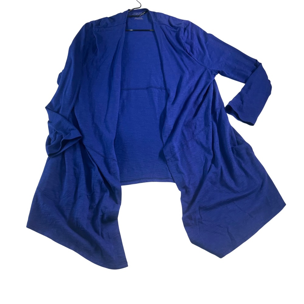 Chicos NWT The Ultimate Tee Cardi Royal Blue Open Front Slub Knit Size 3 XL 16